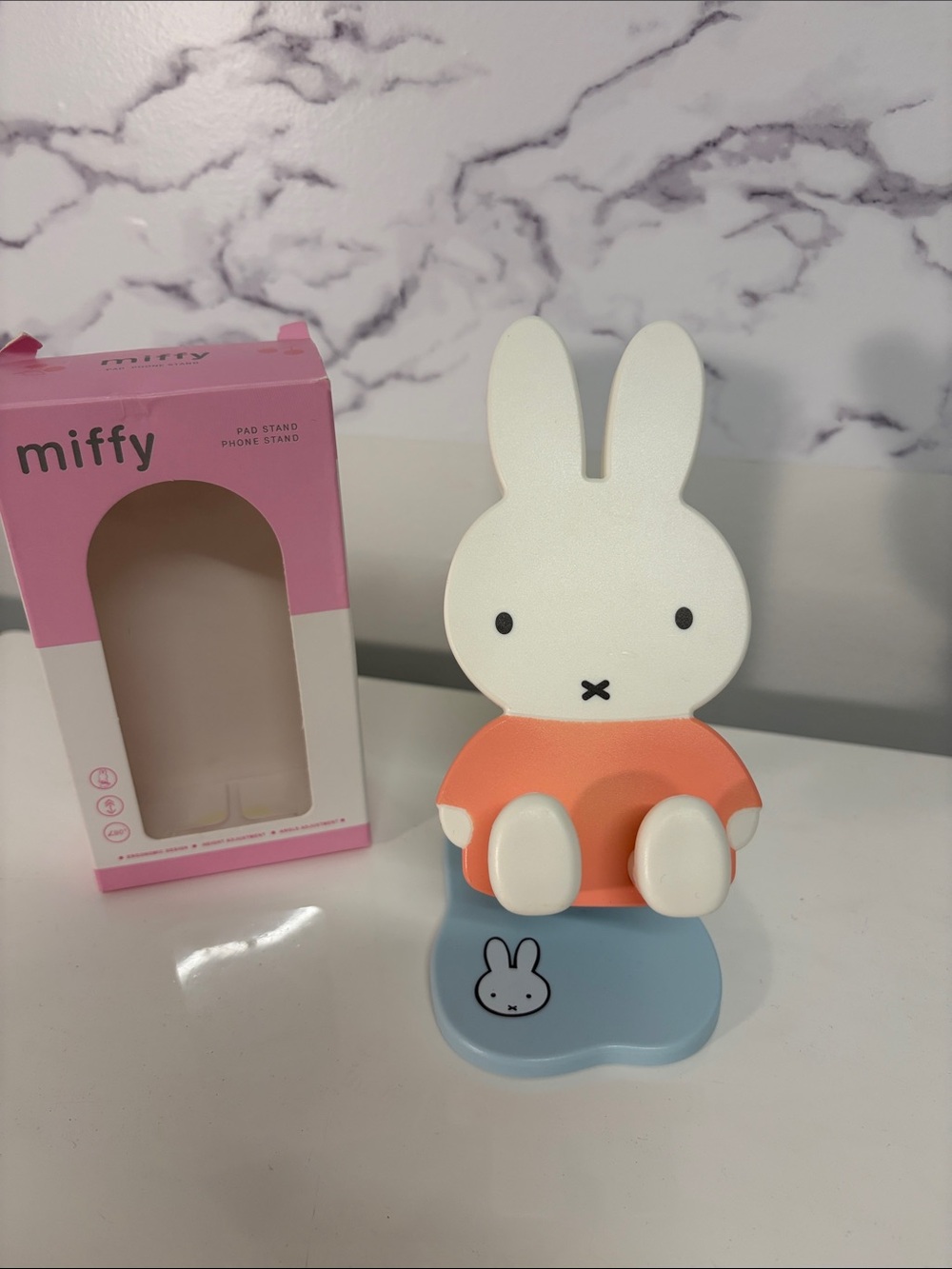 miffy Bunny Phone Stand in White, Orange & Light Blue
